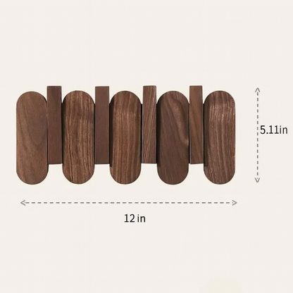 Walnut Wall Coat Rack | 3‑7 Hooks | Solid Wood | Nordic Entry Storage | Brick by Brick