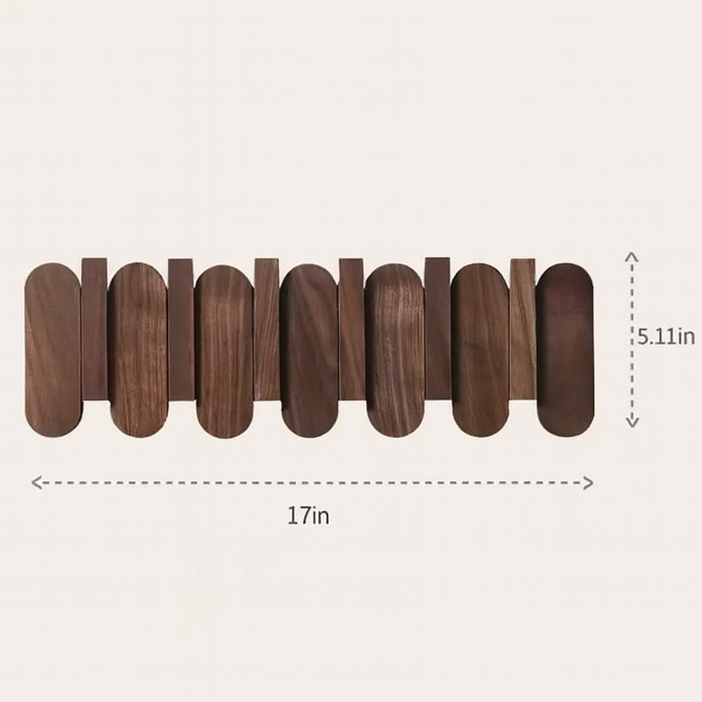 Walnut Wall Coat Rack | 3‑7 Hooks | Solid Wood | Nordic Entry Storage | Brick by Brick
