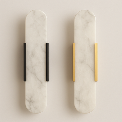 Modern Marble Wall Lamp | Real Stone Sconce | Dimmable LED | Gold or Black