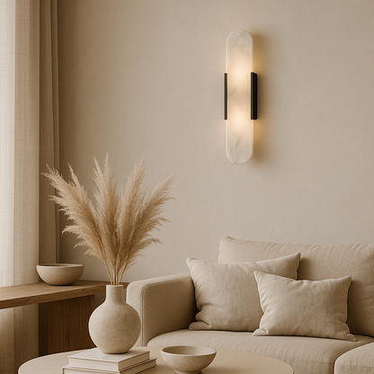 Modern Marble Wall Lamp | Real Stone Sconce | Dimmable LED | Gold or Black
