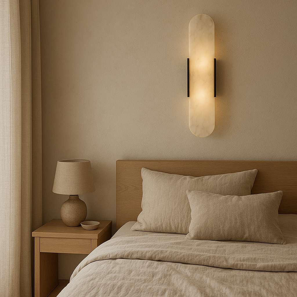 Modern Marble Wall Lamp | Real Stone Sconce | Dimmable LED | Gold or Black