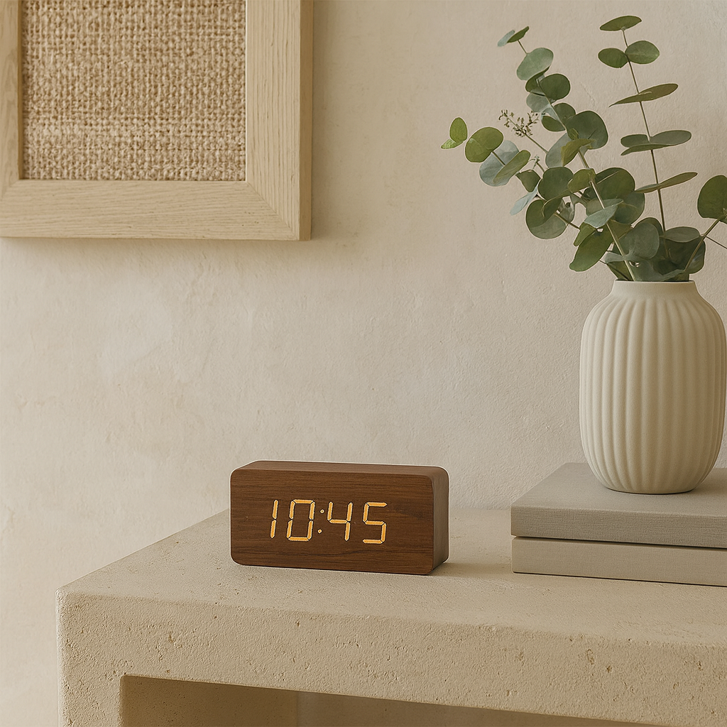Wooden Digital Alarm Clock | LED Display | Temperature Function | 5.5x3x2 Size | Elegant & Stylish | Brick by Brick