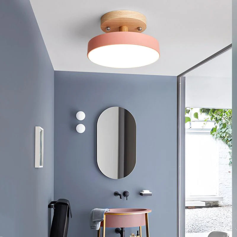 Colorful Semi-flush LED Ceiling Light | 7.08×3.93 in | Modern Painted Wood & Hardware Fixture | Brick by Brick