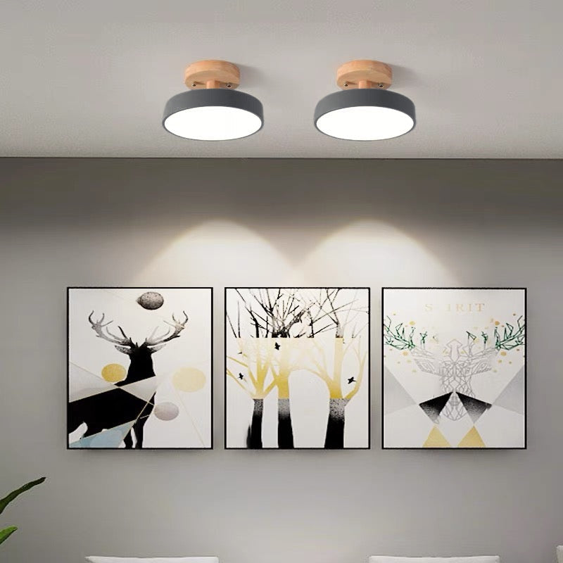 Colorful Semi-flush LED Ceiling Light | 7.08×3.93 in | Modern Painted Wood & Hardware Fixture | Brick by Brick