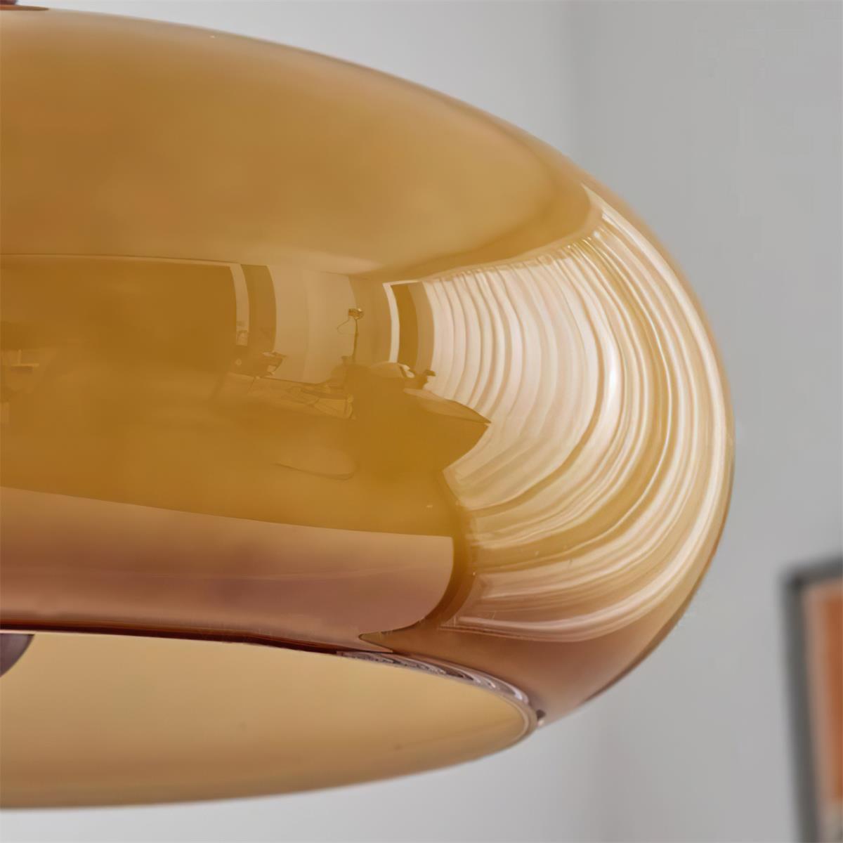 Amber Glass Shade Pendant Light | 15.7 x 10.6 in | Warm Walnut Finish | Amber Glass Shade | Brick by Brick