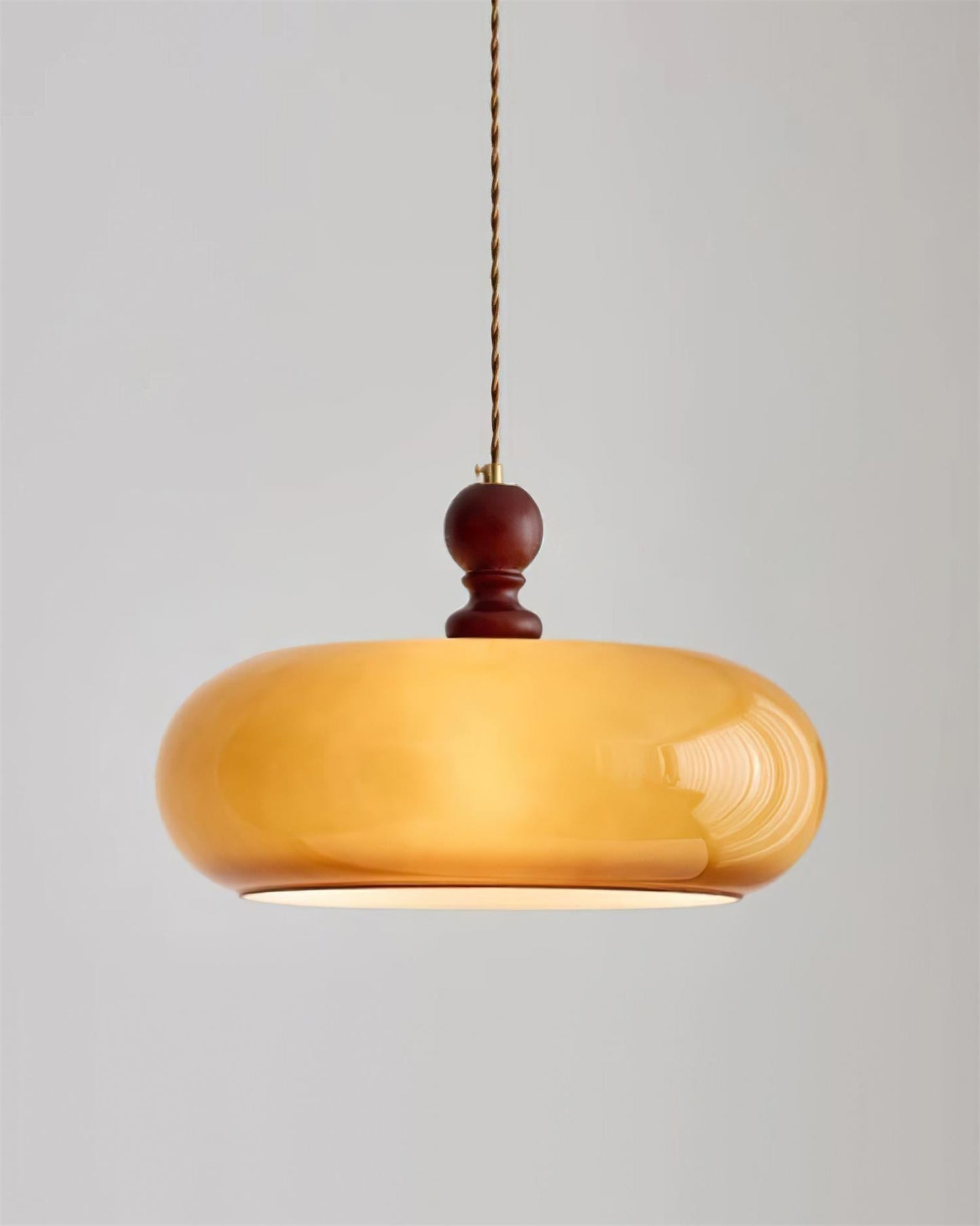 Amber Glass Shade Pendant Light | 15.7 x 10.6 in | Warm Walnut Finish | Amber Glass Shade | Brick by Brick