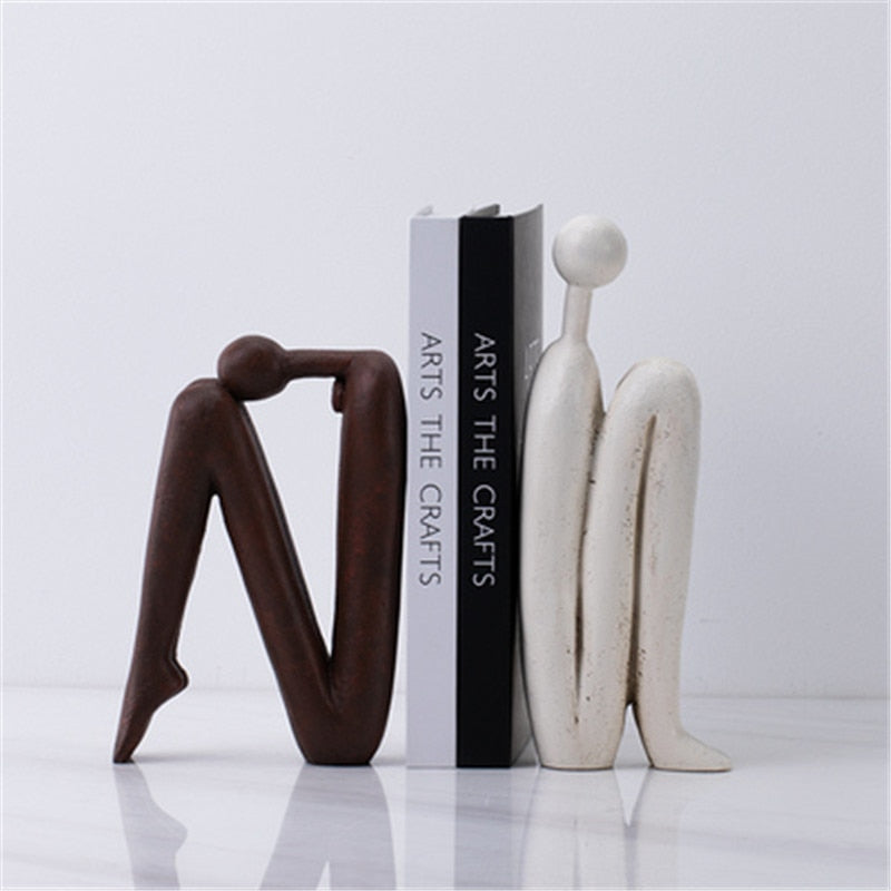 Sculptural Bookends | Modern Shelf Decor | Non-Slip Base | 5.9" Resin