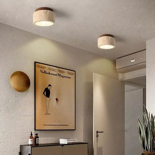 Travertine Pendant Light - Natural Stone - Minimalist Design - E27 Compatible-Home & Garden > Lighting > Lamps-Brick by Brick London-Brick By Brick London