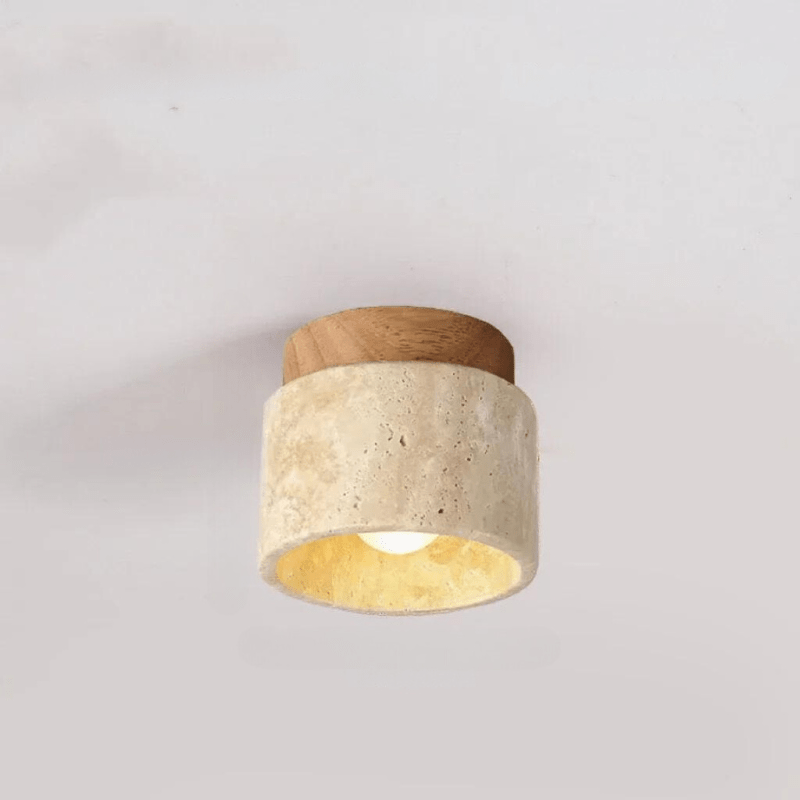Travertine Pendant Light - Natural Stone - Minimalist Design - E27 Compatible-Home & Garden > Lighting > Lamps-Brick by Brick London-Wood ( Small )-3 color light-Brick By Brick London