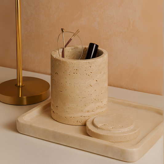 Stone Jewelry Organizer | 3.5 × 4.5 in| Travertine Marble | Elegant Home Storage | Brick by Brick