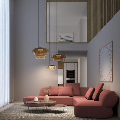 Creative Glass Pendant Lamp | Single layers- Three Layers | Modern Round Design | Warm LED Hanging Light | Brick by Brick