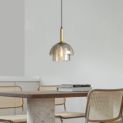 Glass Dome Pendant Light | Ceiling Light Fixture | H7.09-11.02 in | Modern Glass & Metal | Adjustable Hanging | Brick by Brick