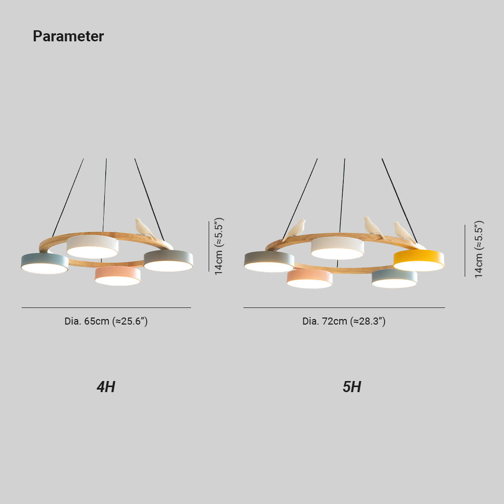 Morandi Style Chandelier | 25.6/28.3 x 5.5 in | Metal, Wood, Resin, Acrylic | Adjustable Pendant | Brick by Brick