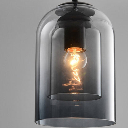 Double Layer Pendant Light | H8.66 in | Modern Glass Ceiling Fixture | Minimalist Small Hanging Lamp | Brick by Brick