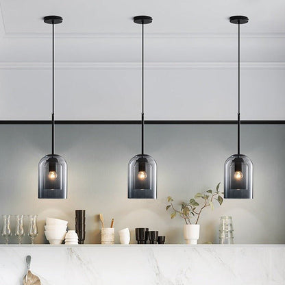 Double Layer Pendant Light | H8.66 in | Modern Glass Ceiling Fixture | Minimalist Small Hanging Lamp | Brick by Brick