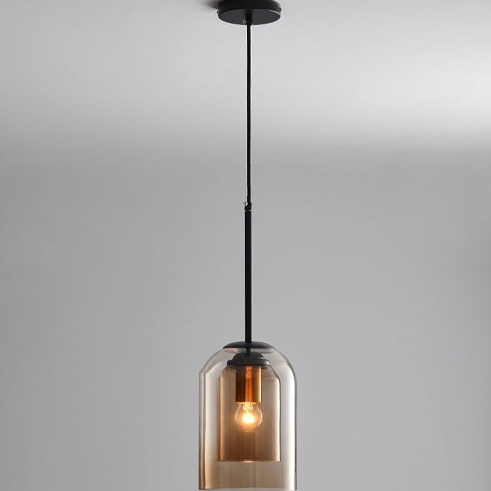 Double Layer Pendant Light | H8.66 in | Modern Glass Ceiling Fixture | Minimalist Small Hanging Lamp | Brick by Brick
