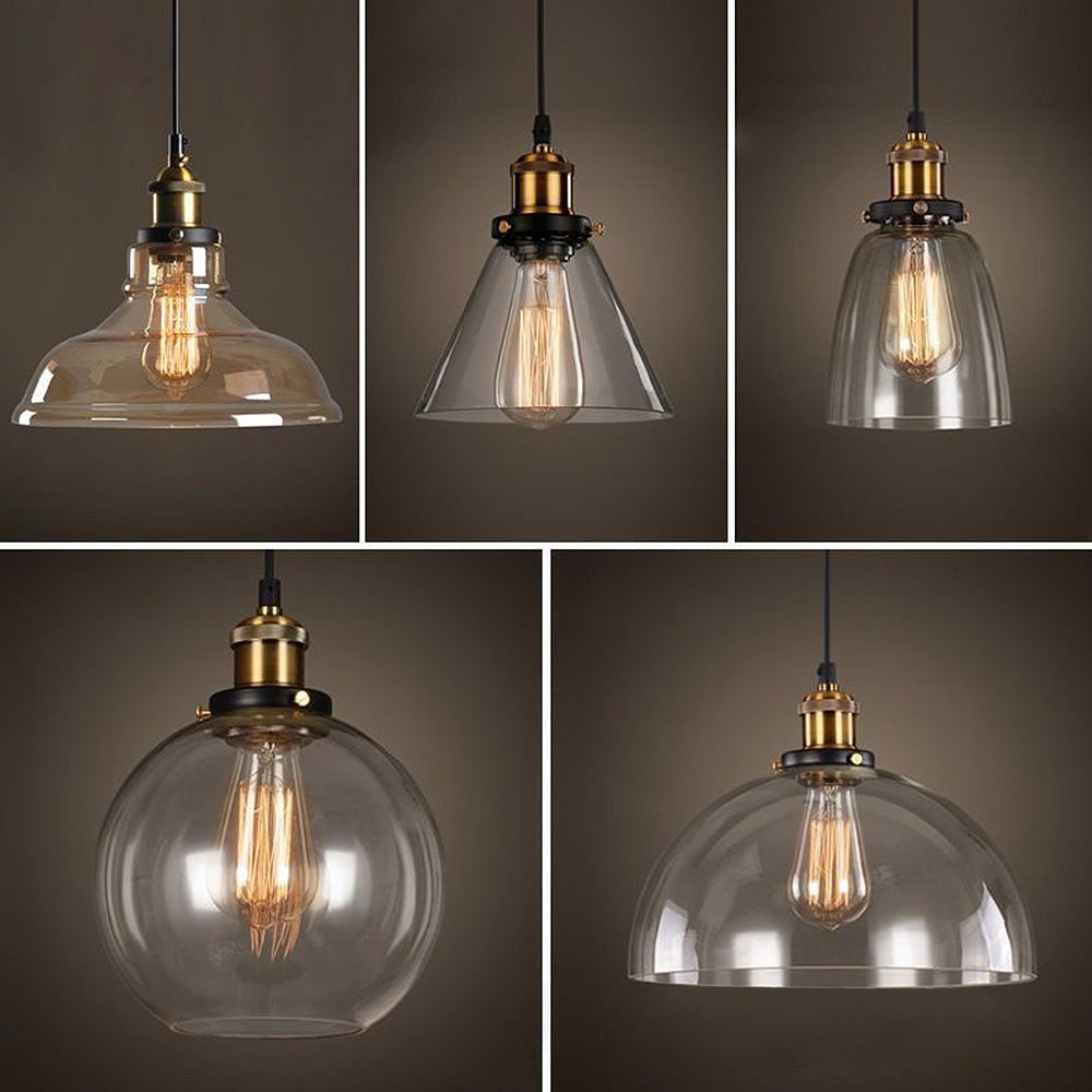 Scandinavian Glass Pendant Light | Clear, Grey & Amber | Elegant Home Accent | Brick by Brick