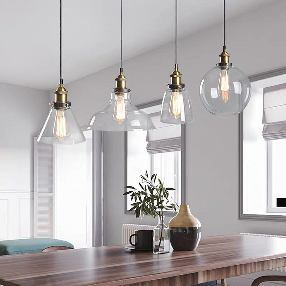 Scandinavian Glass Pendant Light | Clear, Grey & Amber | Elegant Home Accent | Brick by Brick
