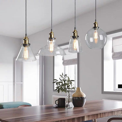 Scandinavian Glass Pendant Light | Clear, Grey & Amber | Elegant Home Accent | Brick by Brick