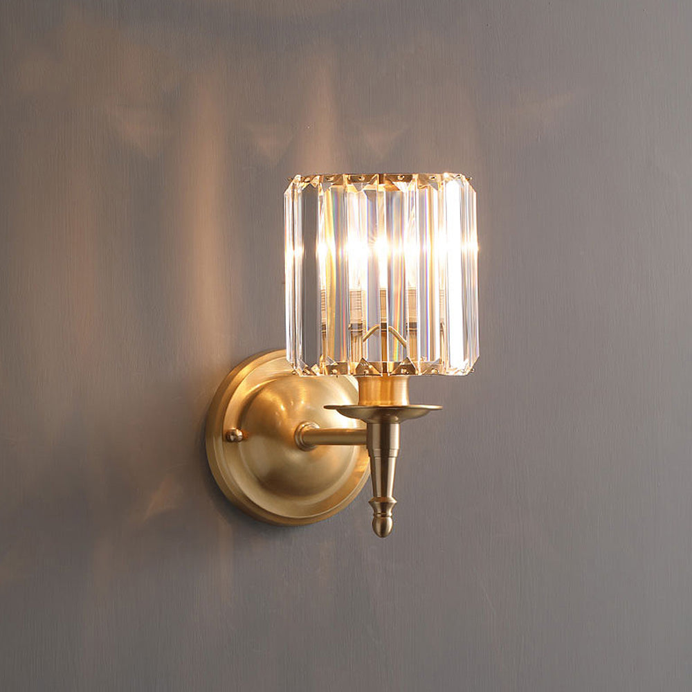 Luxury Crystal Small Wall Light | Brass & Crystal | 5.9″ W × 11.8″ H | Brick by Brick