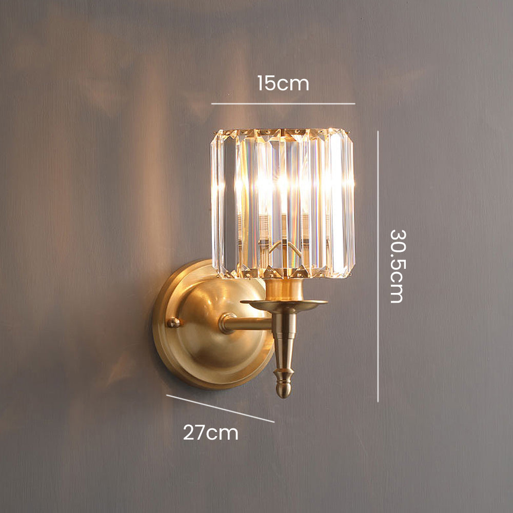 Luxury Crystal Small Wall Light | Brass & Crystal | 5.9″ W × 11.8″ H | Brick by Brick