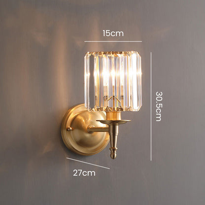 Luxury Crystal Small Wall Light | Brass & Crystal | 5.9″ W × 11.8″ H | Brick by Brick