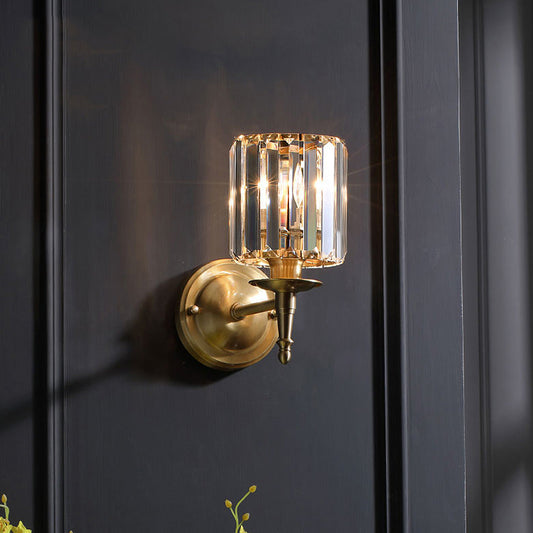 Luxury Crystal Small Wall Light | Brass & Crystal | 5.9″ W × 11.8″ H | Brick by Brick