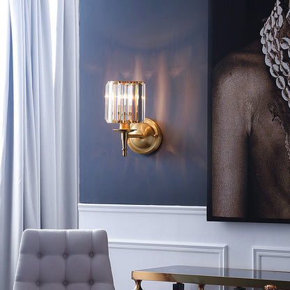 Luxury Crystal Small Wall Light | Brass & Crystal | 5.9″ W × 11.8″ H | Brick by Brick