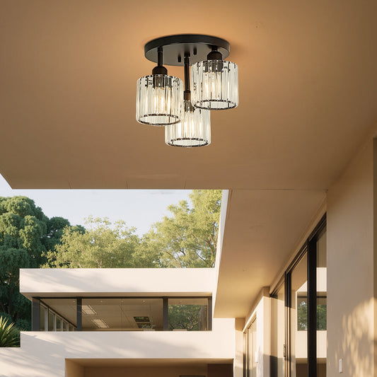 Crystal Elegance Ceiling Light | Semi-Flush Mount | 9.8 in x 10.2 in | Refined Home Ambiance | Brick by Brick