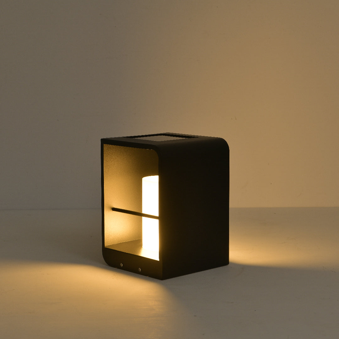 Orr Solar Outdoor Floor Lamp | 7.8 x 11 in / 18.9 in / 26.7 in | Cuboid Minimalist LED | IP65 Weatherproof | Brick by Brick