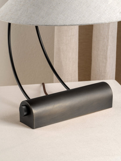 Deska Bronze Task Lamp | Elegant Task Lighting | Rotary Dimmer | Linen Shade | 15 Height | Brick by Brick London 4