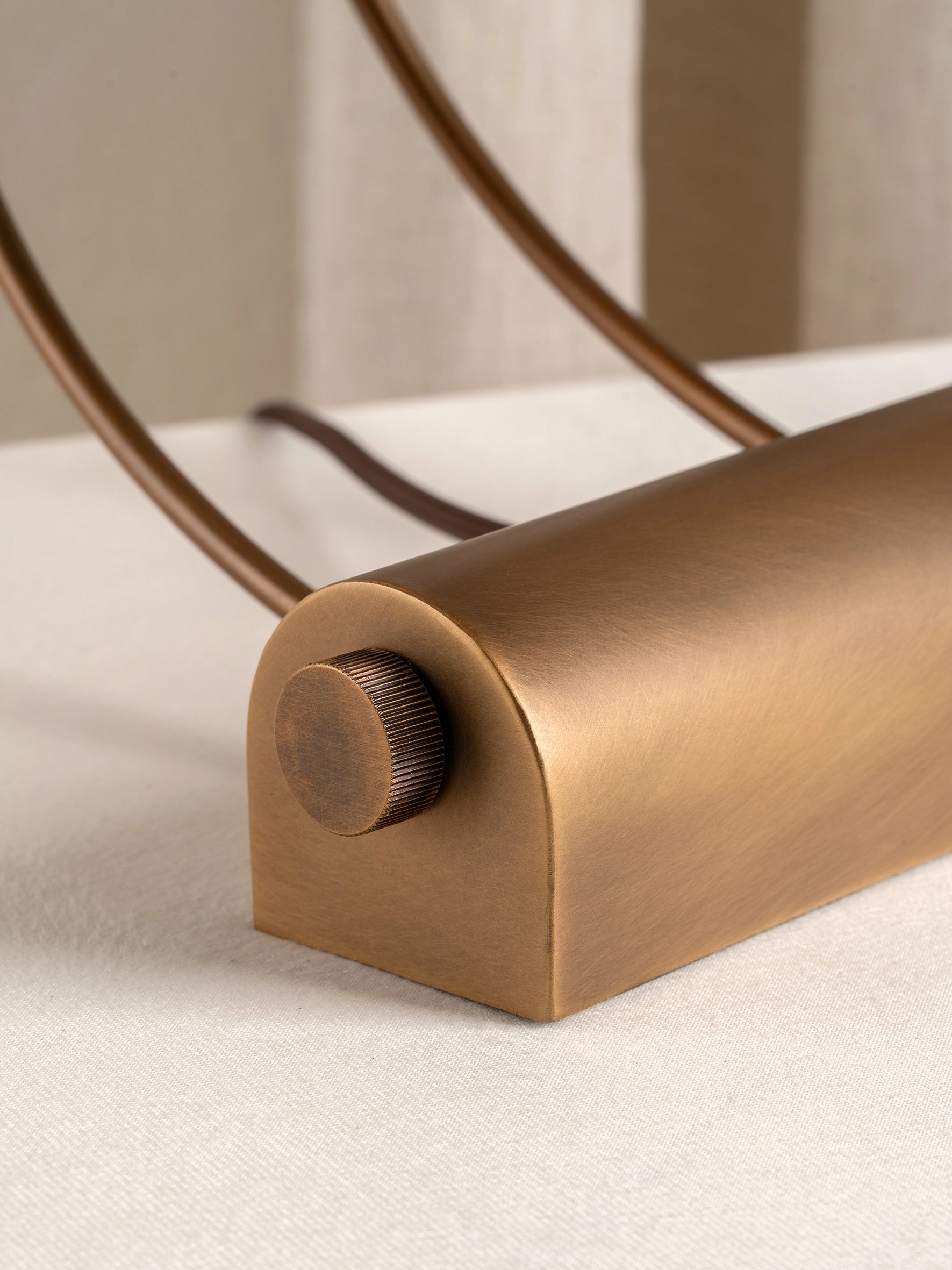 Deska Task Lamp Aged Brass | Elegant Task Lighting | Linen Shade | Rotary Dimmer | Brick by Brick London 3