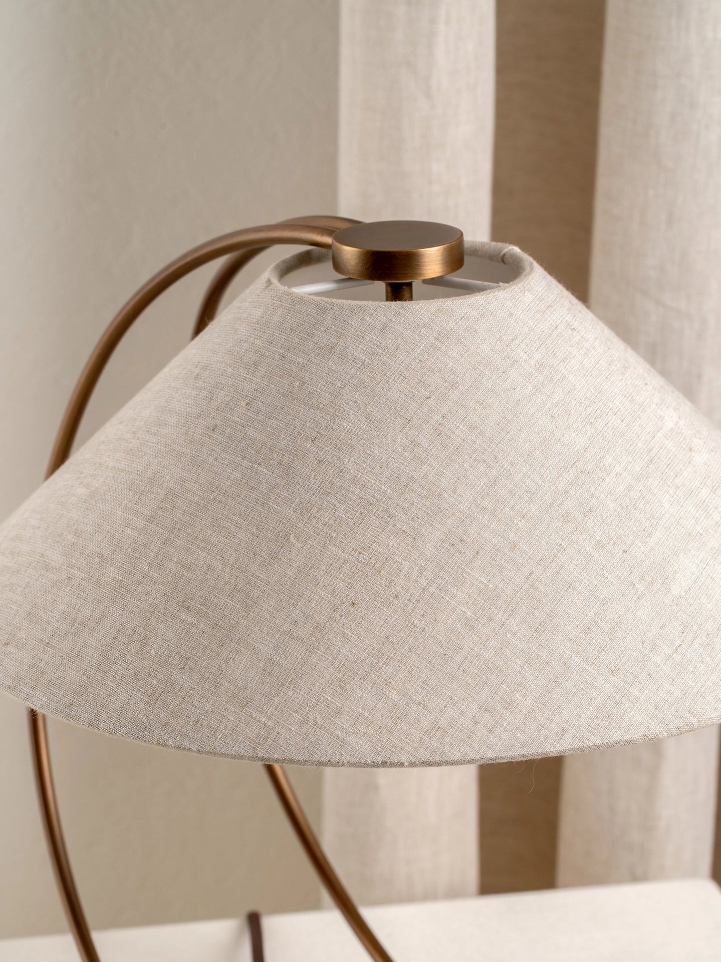 Deska Task Lamp Aged Brass | Elegant Task Lighting | Linen Shade | Rotary Dimmer | Brick by Brick London 4