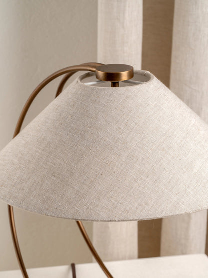 Deska Task Lamp Aged Brass | Elegant Task Lighting | Linen Shade | Rotary Dimmer | Brick by Brick London 4