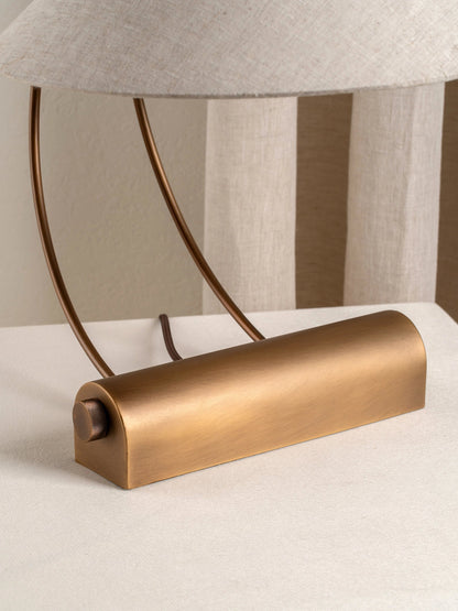 Deska Task Lamp Aged Brass | Elegant Task Lighting | Linen Shade | Rotary Dimmer | Brick by Brick London 5