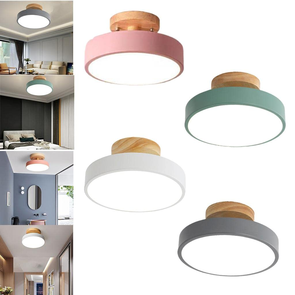 Colorful Semi-flush LED Ceiling Light | 7.08×3.93 in | Modern Painted Wood & Hardware Fixture | Brick by Brick