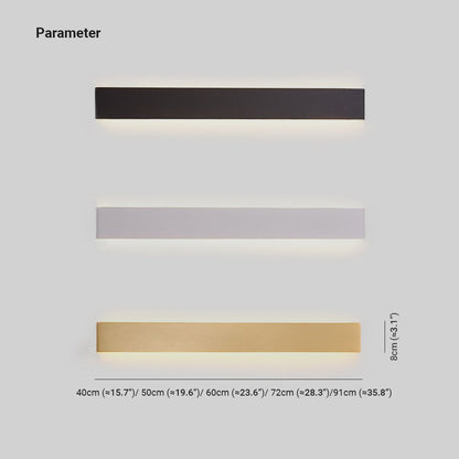 Edge Minimalist Rectangular Wall Lamp | Multiple Sizes 15.8-47.2″ | Black • White • Gold | IP65 Outdoor LED | Brick by Brick