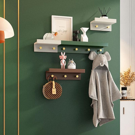 Elegant Wall Shelf with Gold Hooks | Space-Saving Home Organization | 30 cm x 80 cm Premium Wood & Metal | Brick by Brick London

Stylish Wall Shelf with Gold Hooks | 30 cm x 80 cm Space-Saving Design | Premium Wood & Metal | Brick by Brick London 1