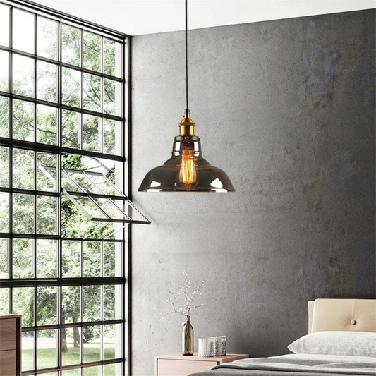 Scandinavian Glass Pendant Light | Clear, Grey & Amber | Elegant Home Accent | Brick by Brick