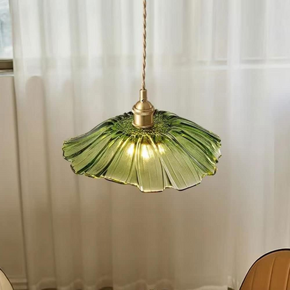 Vintage Floral Glass Pendant Light | Retro Elegance | Warm Glow | Adjustable Hanging | Brick by Brick