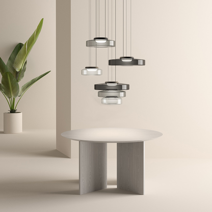 Creative Glass Pendant Lamp | Single layers- Three Layers | Modern Round Design | Warm LED Hanging Light | Brick by Brick