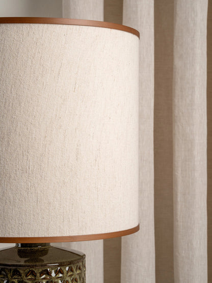 Filaree Tall Green Glazed Ceramic Table Lamp | Mid-Century Bedroom Lamp | Natural Linen Shade | Brick by Brick London 3