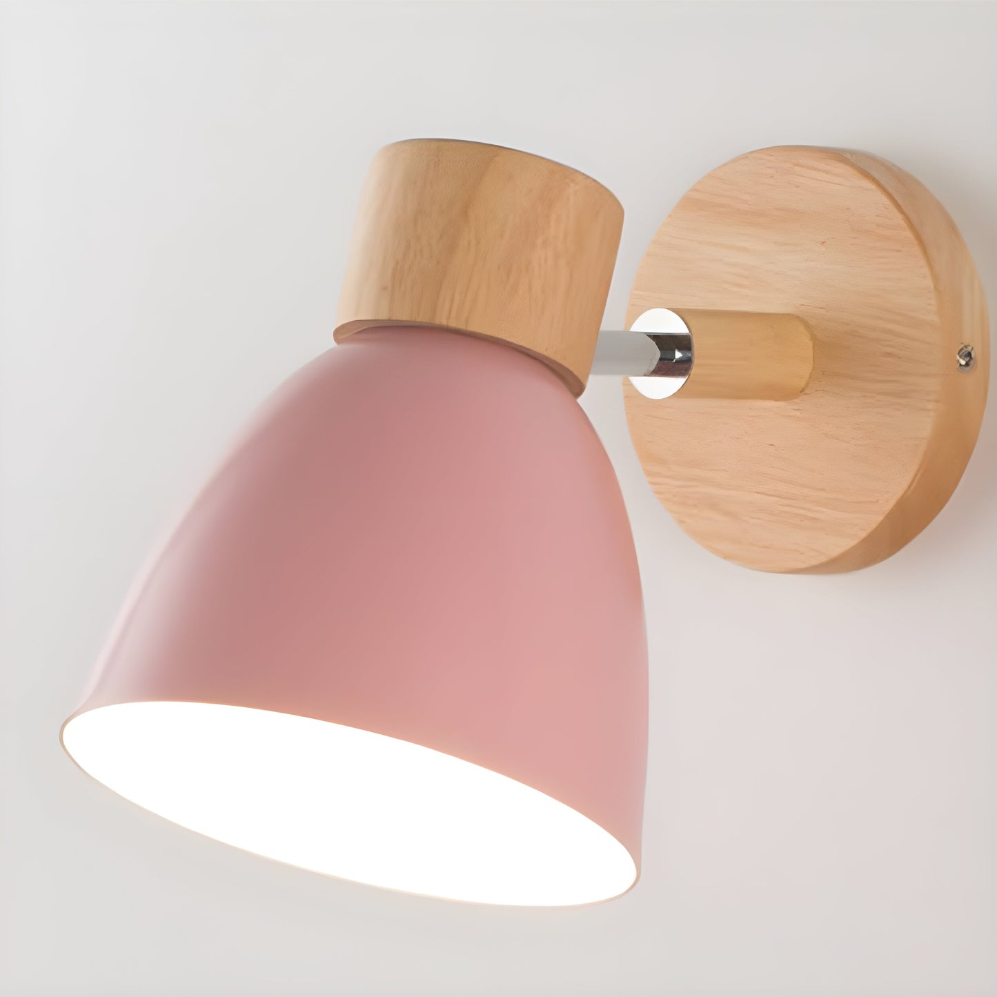 Nordic Wooden Wall Lamp | Compact E27 Light with Switch | Natural Wood