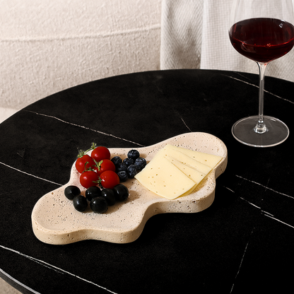 Travertine Cloud Tray |  6.9 × 5.5 × 1.4 in | Organic Freeform Stone Dish | Jewelry & Key Holder | Brick by Brick