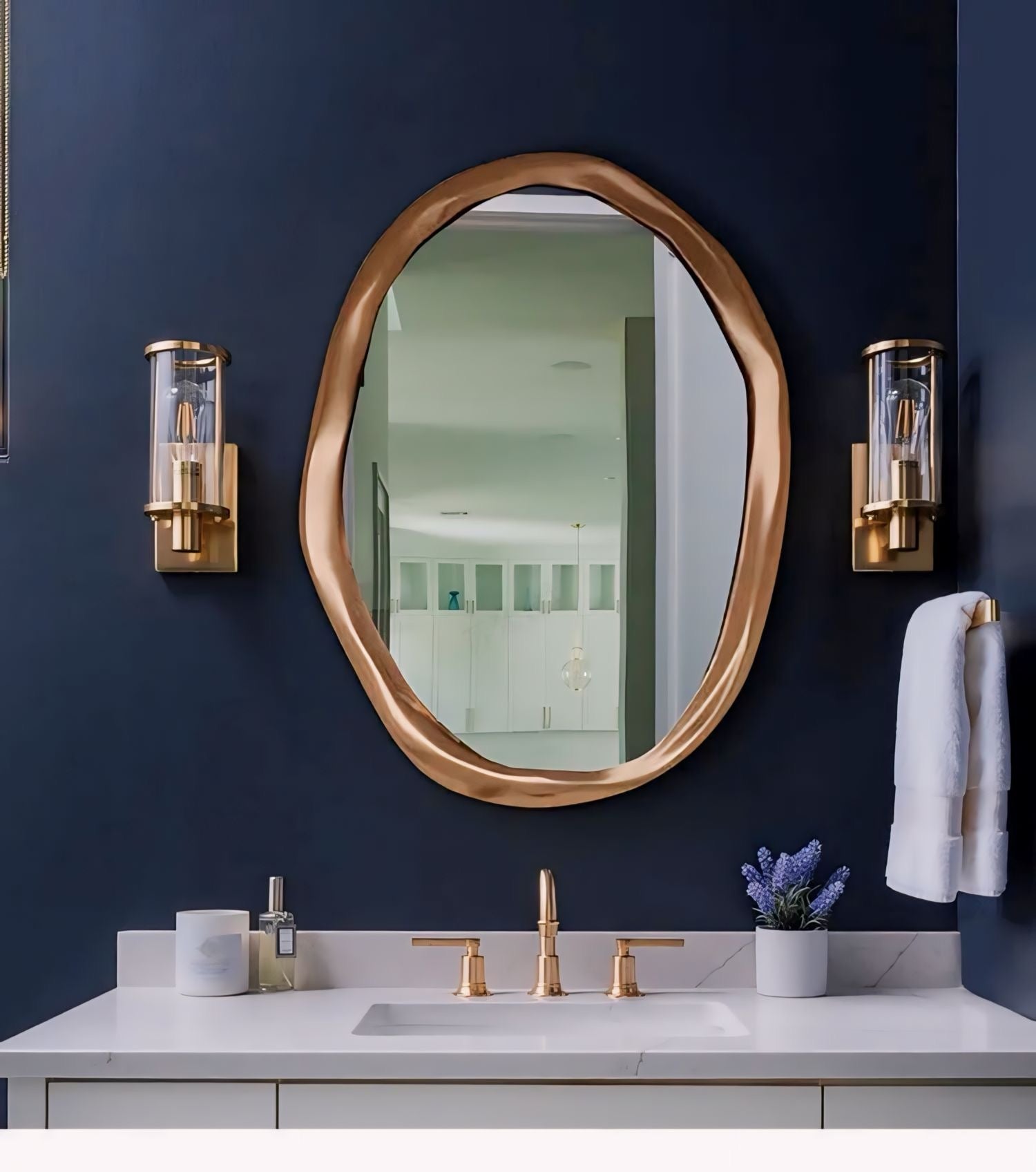 Fronchi Round Mirror | Contemporary Bathroom & Wall Decor | 24 Handcrafted Bronze Frame | Brick by Brick London 0