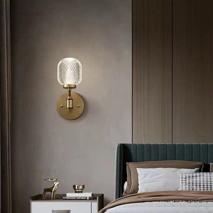 Crystal Acrylic Wall Lamp | Elegant Brass Wall Sconce | Single Bulb Lighting | 9.84×6.69 in | Brick by Brick