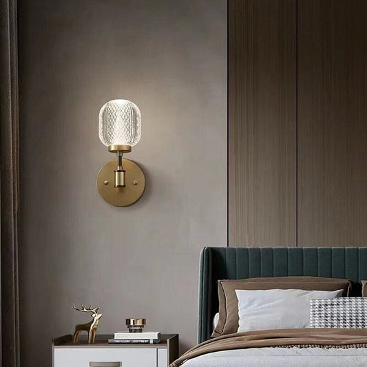 Crystal Acrylic Wall Lamp | Elegant Brass Wall Sconce | Single Bulb Lighting | 9.84×6.69 in | Brick by Brick