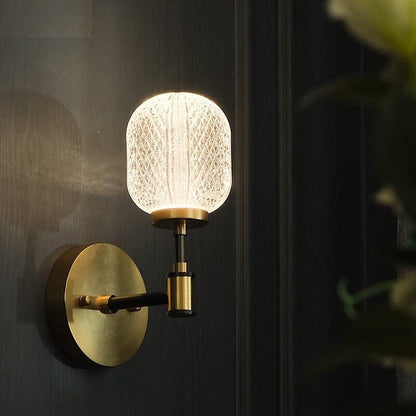 Crystal Acrylic Wall Lamp | Elegant Brass Wall Sconce | Single Bulb Lighting | 9.84×6.69 in | Brick by Brick