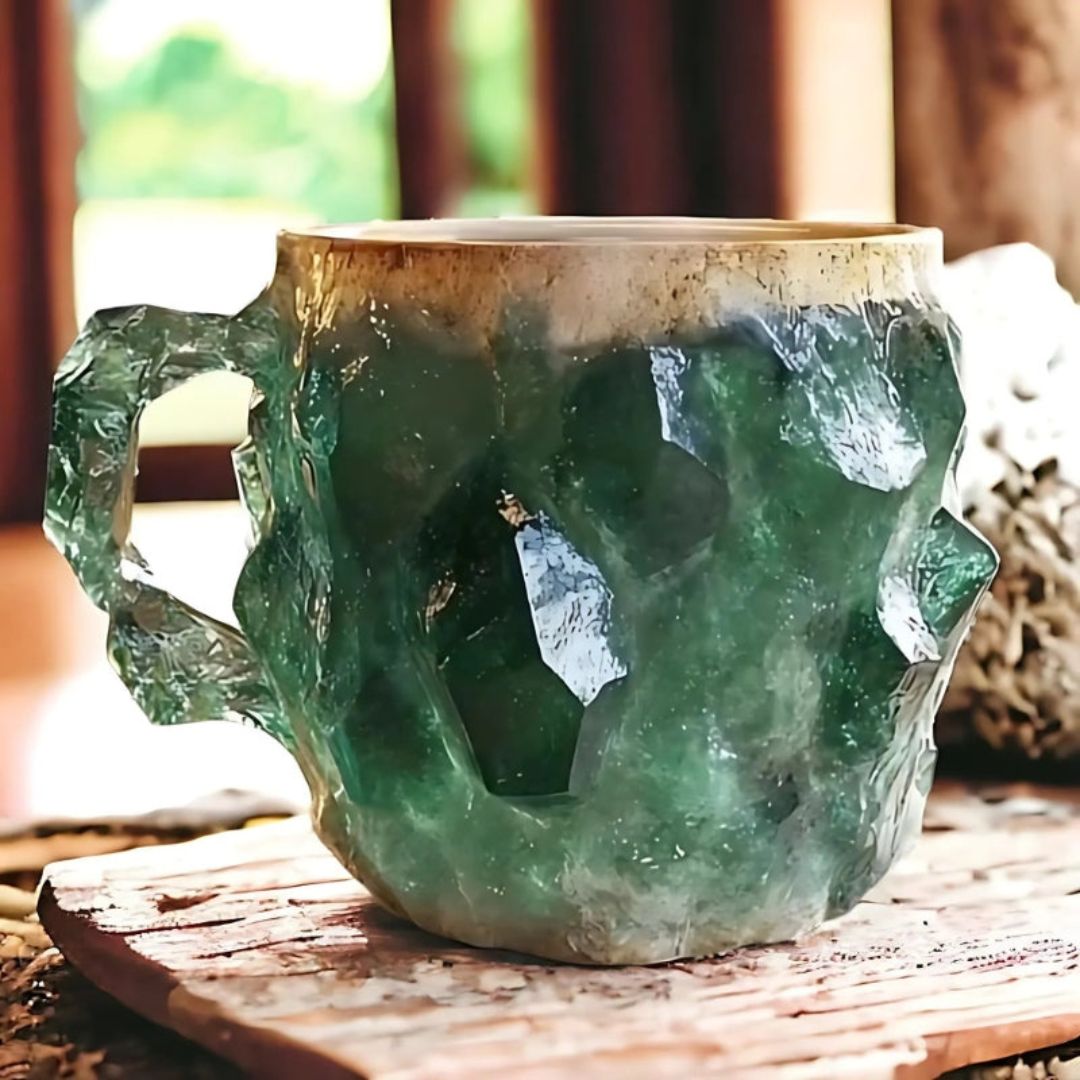 Mineral Crystal Coffee Mugs | Gemstone Texture Glass | Height 2.95 in | 355–444 ml | Brick by Brick