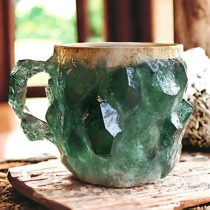 Mineral Crystal Coffee Mugs | Gemstone Texture Glass | Height 2.95 in | 355–444 ml | Brick by Brick